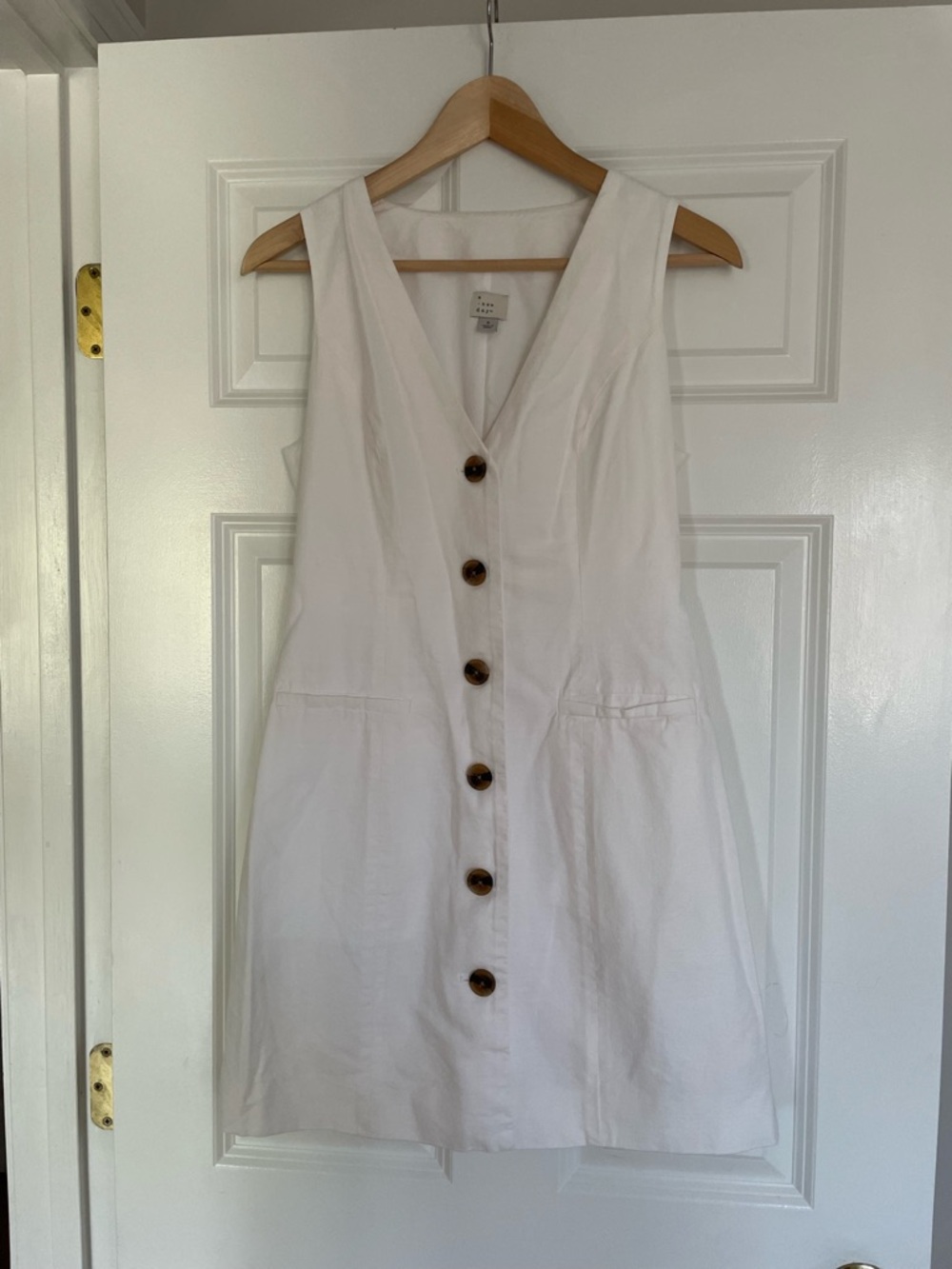 a new day White Button-Front V-Neck Mini Dress